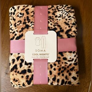 Soma Cool Nights® Pajama Set – Solid Tee + Printed Pants. New.